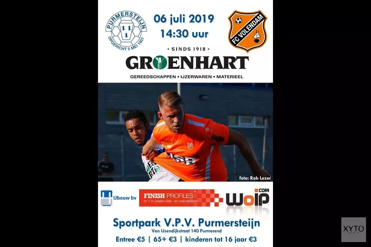 Purmersteijn ontvangt op 6 juli FC Volendam